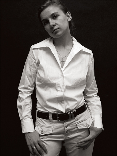  Khaki pants and white shirt