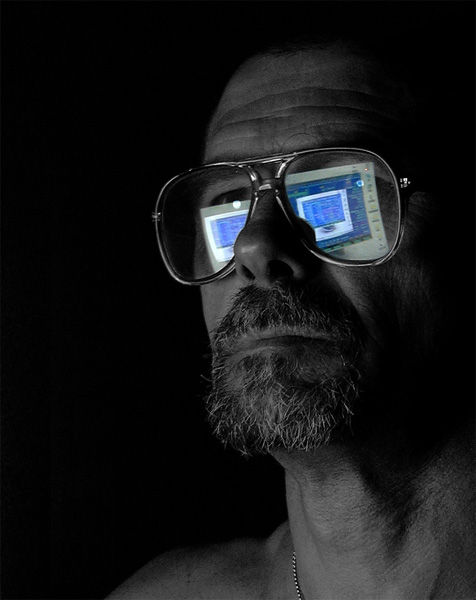  GrayBlack in front of blue screen