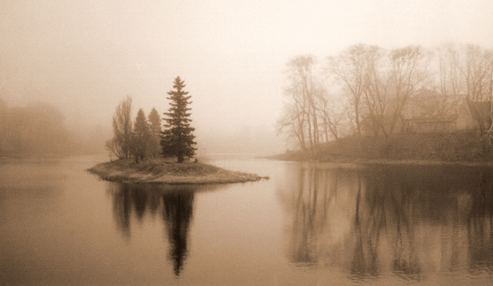  Little island in a misty day