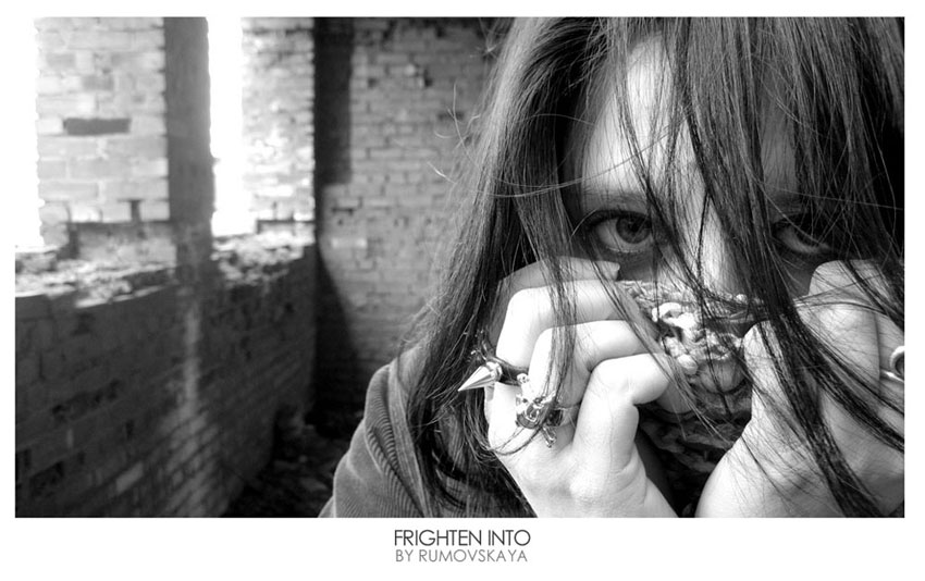  frighten into