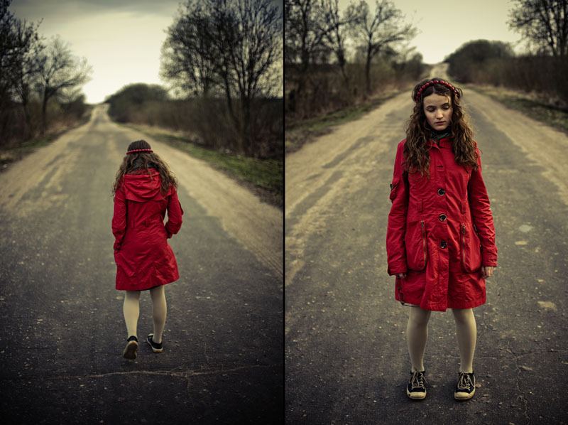  gray road (red coat)