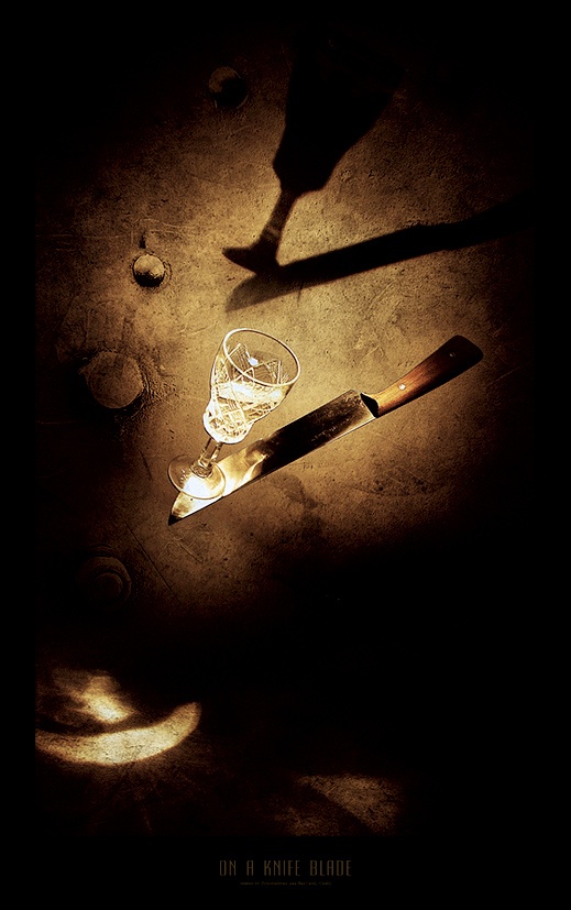  On a knife blade