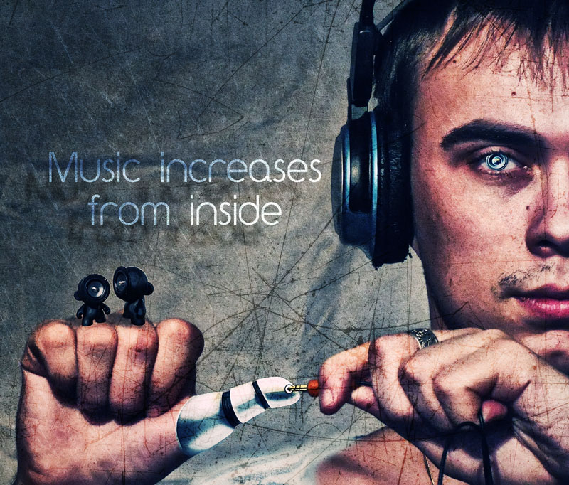  Music increases from inside