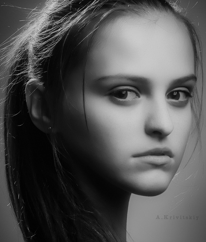  Studio portrait. Photo model.