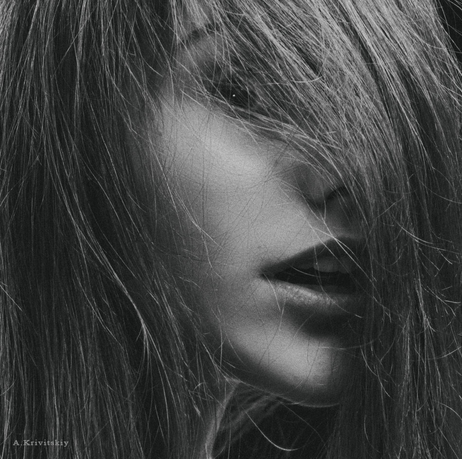  Emotional portrait with a hairdo. A
