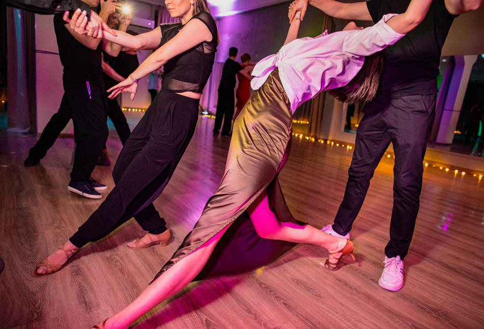  Skating on a slick floor in heels