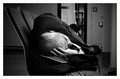 man sleeping at frankfurt airport