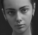 A sleek and glamorous portrait. A. 